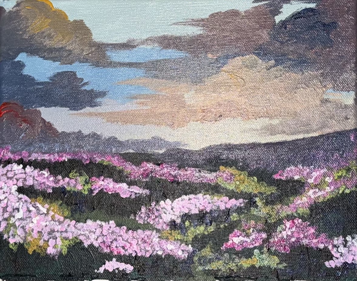 Flowers and Clouds Acrylic Painting